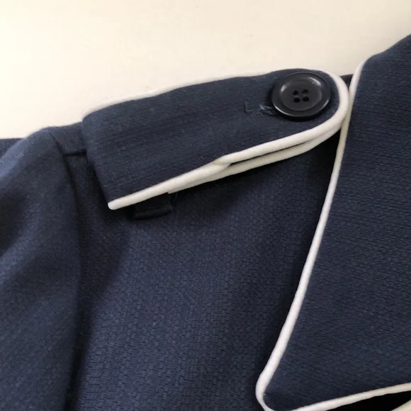 Studio by JPR Dark Blue Trench Coat with White Accents - Picture 3 of 7